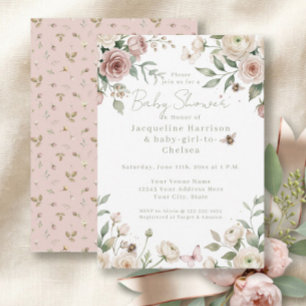 Süßes Baby Mädchen wird zur Biene Rosa und Elfenbe Einladung