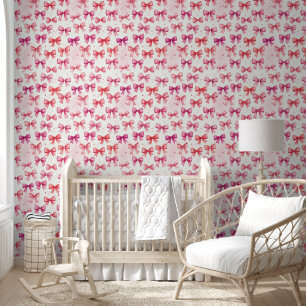 Süßes Baby-Mädchen-Zimmer Coquette Rosa Schleife  Tapete