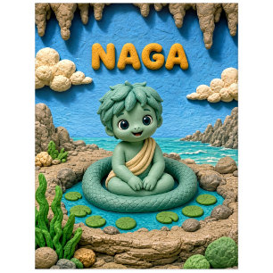 Süßes Baby Naga, Mythisch Postkarte