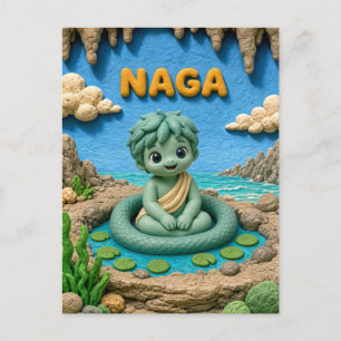 Süßes Baby Naga, Mythisch Postkarte