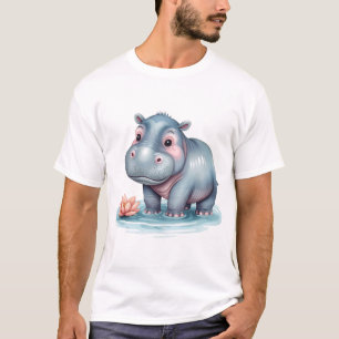 Süßes Baby-Nilpferd Am Seerosenteich T-Shirt