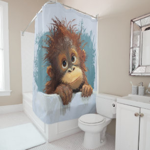 Süßes Baby-Orang-Utan-Porträt Duschvorhang