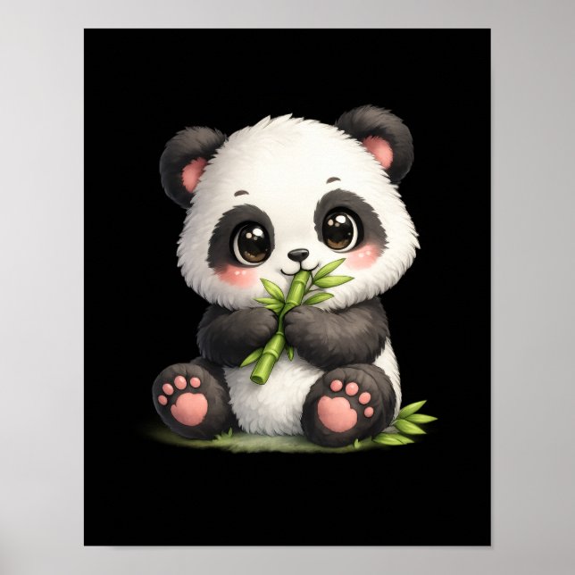 Süßes Baby-Panda-Bambus-Poster  Poster (Vorne)