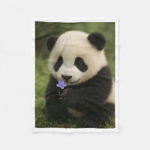 Süßes Baby-Panda mit Blumen-Flies-Baby-Decke Fleecedecke