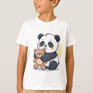 Süßes Baby-Panda umarmt Teddybär T-Shirt
