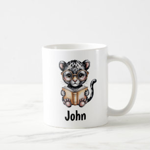 Süßes Baby-Panther liest ein Buch Custom Kaffeetasse