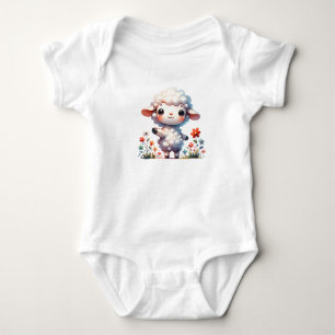Süßes Baby-Schaf mit Blume Baby Strampler