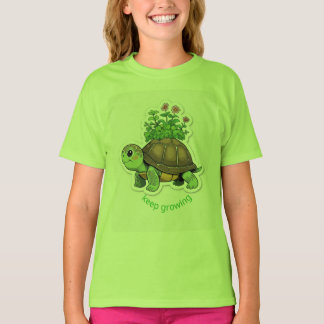 Süßes Baby-Schildkröte trägt einen winzigen Garten T-Shirt