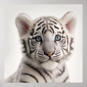 Süßes Baby-Sibirischer-Weißer-Tiger-Porträt 1:1 Poster
