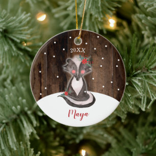 Süßes Baby Skunk Personalisiertes Neugeborenes Mäd Keramik Ornament