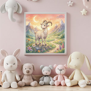 Süßes Baby-Steinbock-Sternzeichen-Wandkunst-Poster Poster