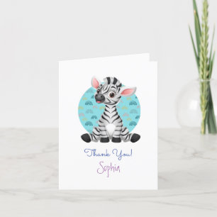 Süßes Baby-Zebra-Cartoon, DIY-Name und -Nachricht Dankeskarte