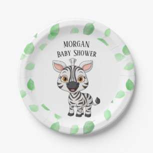 Süßes Baby Zebra Reist Dschungel Safari Baum Blätt Pappteller