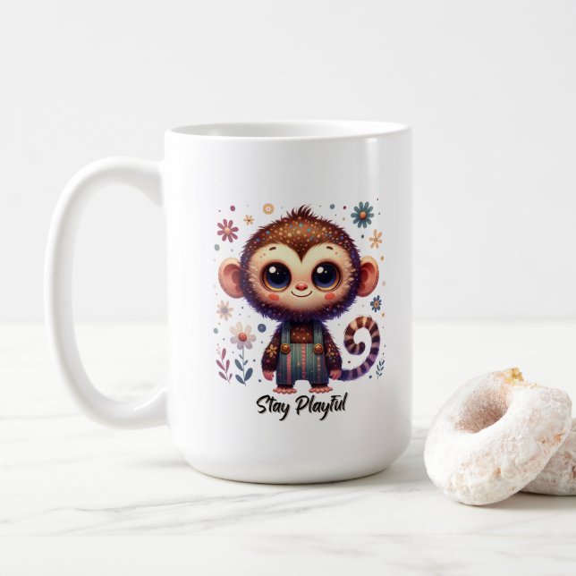 Süßes Babyäffchen Kaffeetasse (Mit Donut)