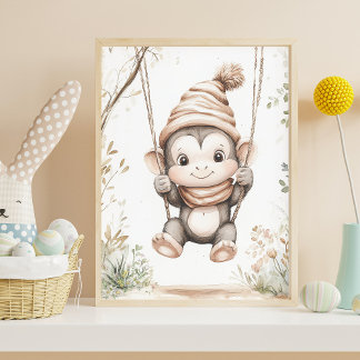 Süßes Babyäffchen Poster