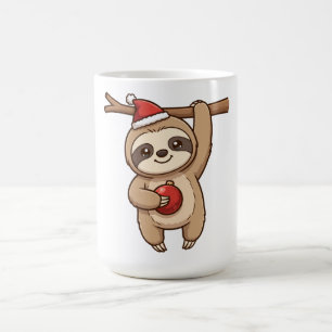 Süßes Babyfaultier-Santa-Hut-Weihnachtsbaumschmuck Kaffeetasse