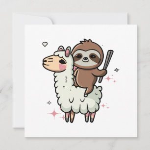 Süßes Babyfaultier und Lama Einladung