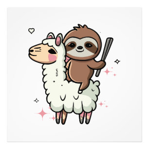 Süßes Babyfaultier und Lama Fotodruck