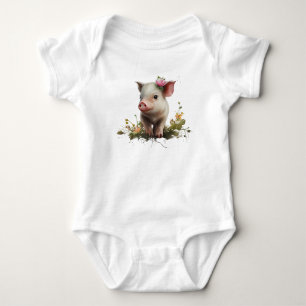 Süßes Babyferkel mit Blumen Baby Strampler