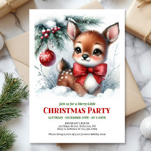Süßes Babyhirsch-Aquarell-Weihnachts-Einladung für Einladung