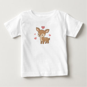 Süßes Babyhirsch Reh Rosa Herzen Cottagecore Baby T-shirt