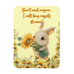 Süßes Babykaninchen hält Sonnenblumen-Magnet flexi Magnet