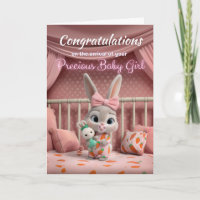 Süßes Babykaninchen in Rosa Gratuliere zur neuen B