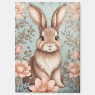 Süßes Babykaninchen Pastell-Blumen Magnet