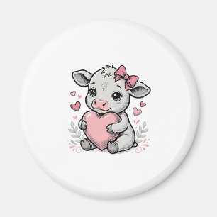 Süßes Babykuh-Herz Vintage-Stickerei-Shirt-Design Magnet