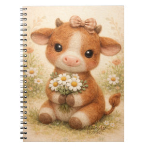 Süßes Babykuh mit Gänseblümchen – Whimsical Farm Notizblock