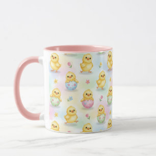 Süßes Babyküken-Aquarell-Osterpattern Tasse