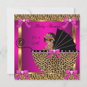 Süßes Babyparty-Baby Mädchen Leopard Pink Gold Einladung