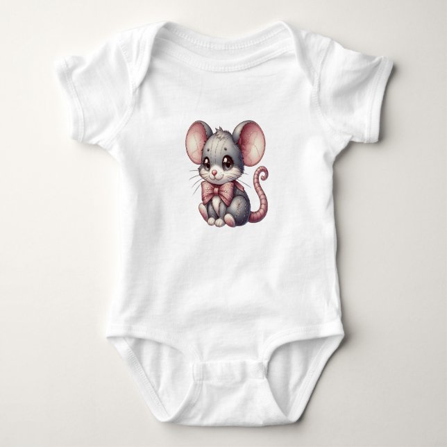 Süßes Babyshirt mit bunten Tieren  Baby Strampler (Vorderseite)