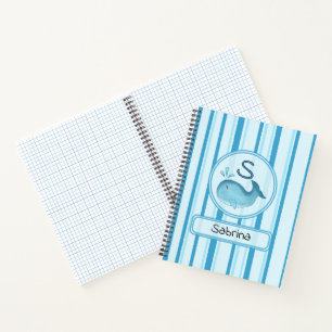 Süßes Babywal Blau Streifen Personalisierbares Not Notizbuch