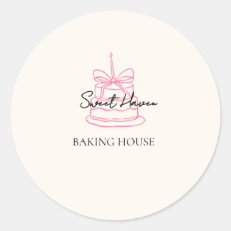 Süßes Bäckerei-Logo-Sticker | Kuchen- und Dessert- Runder Aufkleber