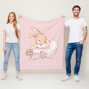 Süßes Ballerina-Hasen-Kaninchen Rosa Weiße Punkte Fleecedecke