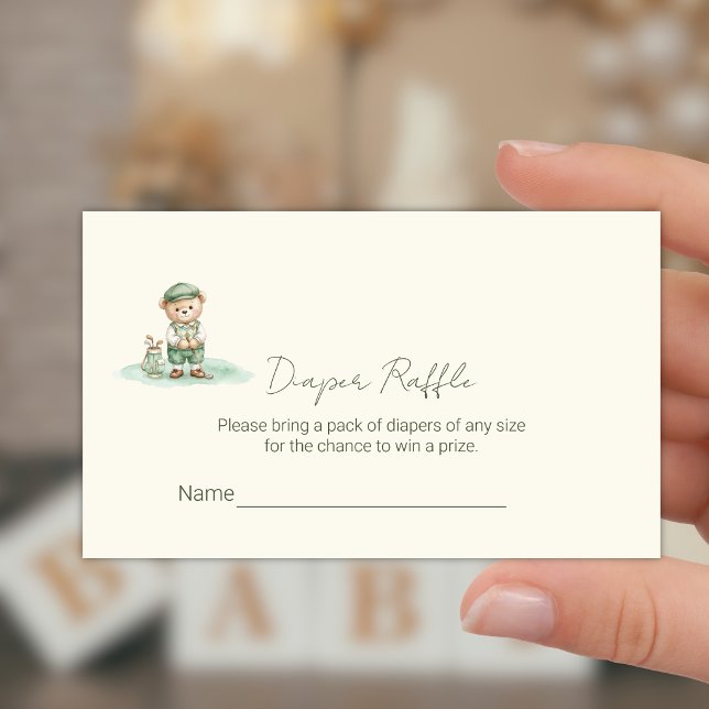Süßes Bär-Golf-Windel-Raffel-Ticket  Begleitkarte (Von Creator hochgeladen)