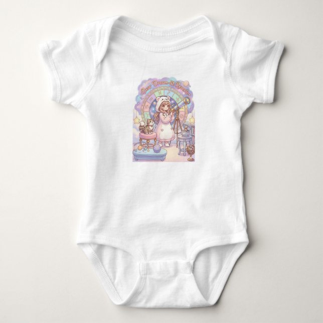 Süßes Bärenmädchen Astrologie Sternengucker Baby B Strampler (Vorderseite)