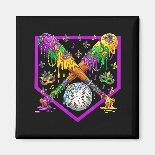 Süßes Baseball-Eis-Drip-Mardi Magnet (Vorne)