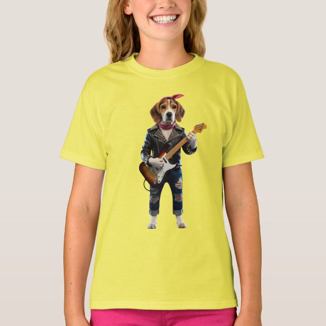 Süßes Beagle Rockstar Kinder T-Shirt (Vorderseite)