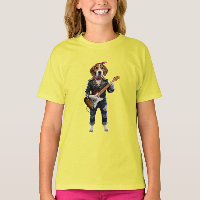 Süßes Beagle Rockstar Kinder T-Shirt (Vorderseite)