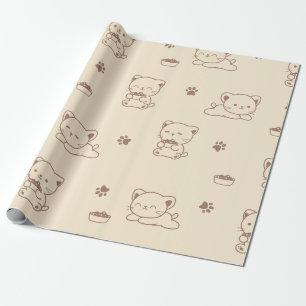 Süßes Beiges Katzenmuster (1) Geschenkpapier