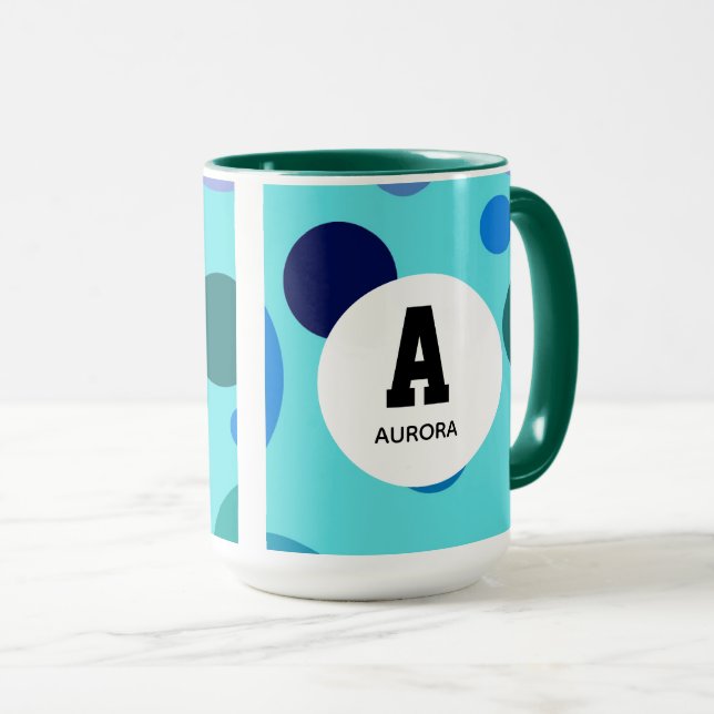 Süßes Blasen-Design mit anpassbarem Namensinitial Tasse (VorderseiteRechts)