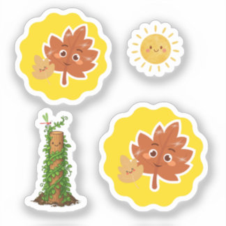 Süßes Blatt, Sonne und Kletterpflanze Pun Sticker
