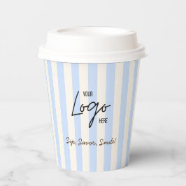 Süßes Blau- und Elfenbein-Streifen Bäckerei-Café-L Pappbecher