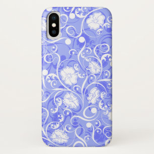 Süßes blau-weißes klassisches Blumenmuster iPhone X Hülle