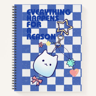 Süßes Blaues Ästhetik Kawaii Journal, Motivierend Notizbuch
