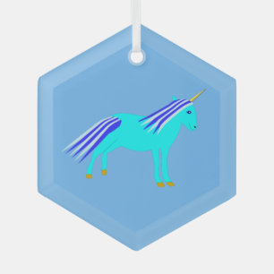 Süßes Blaues Baby-Junge-Einhorn Ornament Aus Glas