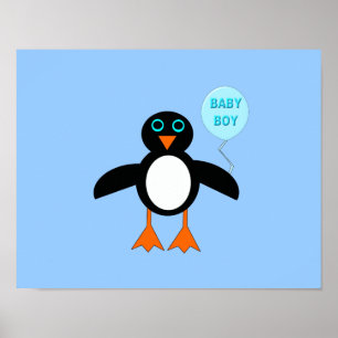 Süßes Blaues Baby-Jungen-Pinguin-Plakat Poster