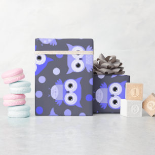 Süßes blaues bunter Eulenmuster Geschenkpapier